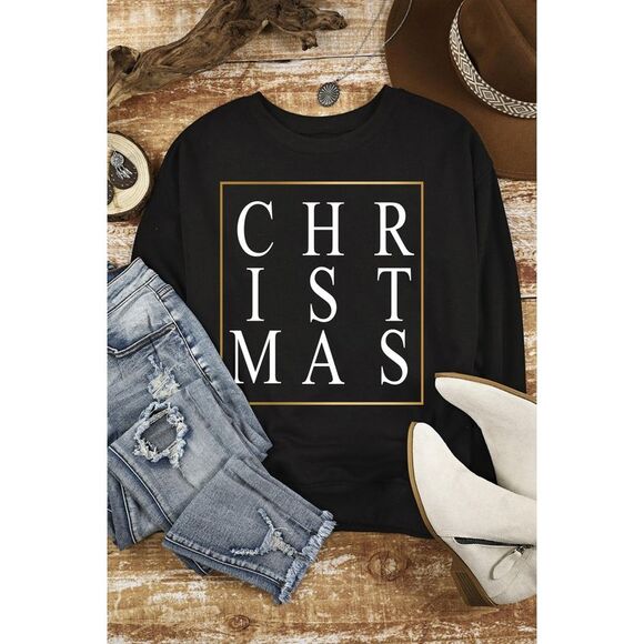 Azura Exchange  Glitter Print Crew Neck Sweatshirt - Picture 1 of 8